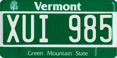 VT license plate XUI985