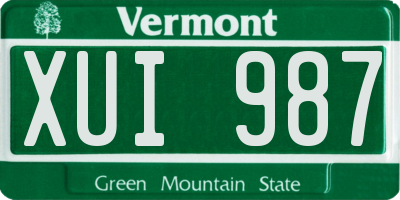 VT license plate XUI987