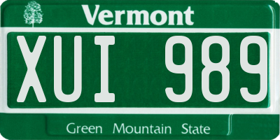 VT license plate XUI989