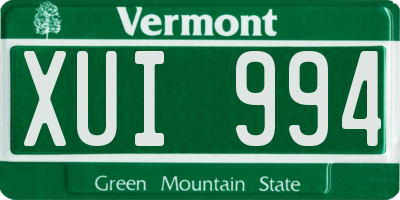 VT license plate XUI994
