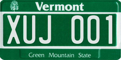 VT license plate XUJ001