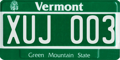 VT license plate XUJ003
