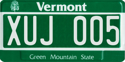 VT license plate XUJ005