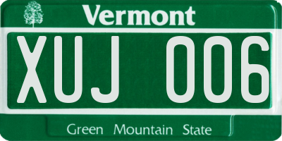 VT license plate XUJ006
