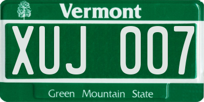 VT license plate XUJ007