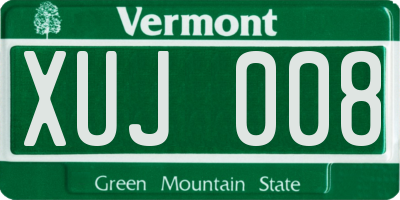 VT license plate XUJ008