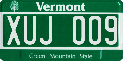 VT license plate XUJ009