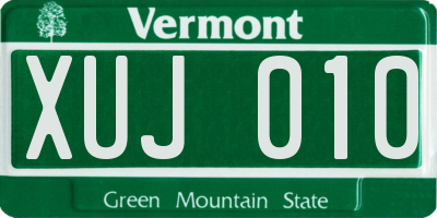 VT license plate XUJ010