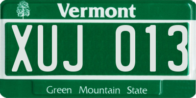 VT license plate XUJ013