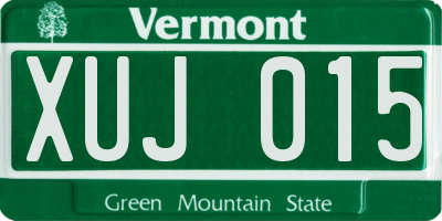 VT license plate XUJ015