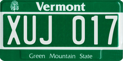 VT license plate XUJ017