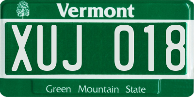 VT license plate XUJ018