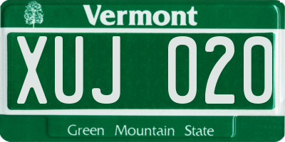 VT license plate XUJ020