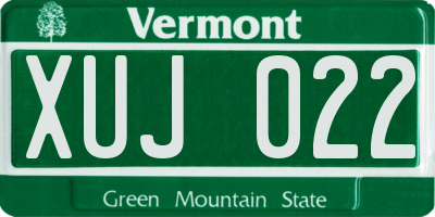 VT license plate XUJ022