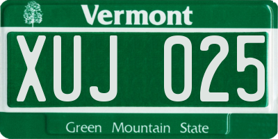 VT license plate XUJ025
