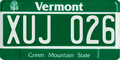 VT license plate XUJ026