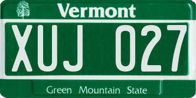 VT license plate XUJ027