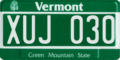 VT license plate XUJ030