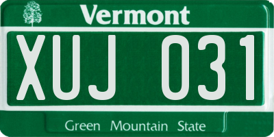 VT license plate XUJ031