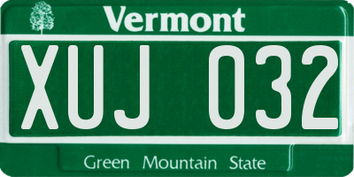 VT license plate XUJ032