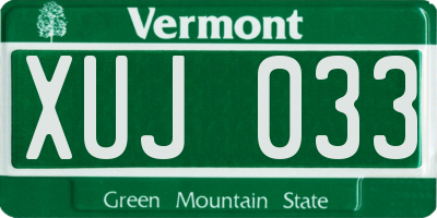 VT license plate XUJ033