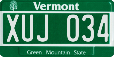 VT license plate XUJ034