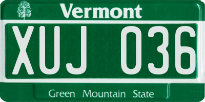 VT license plate XUJ036