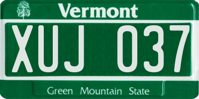 VT license plate XUJ037