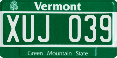 VT license plate XUJ039