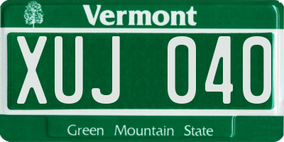 VT license plate XUJ040