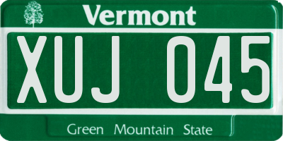 VT license plate XUJ045