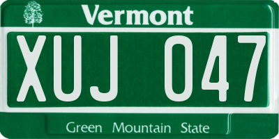VT license plate XUJ047