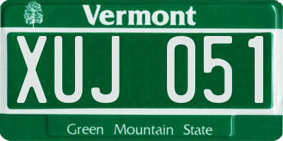 VT license plate XUJ051