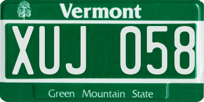 VT license plate XUJ058