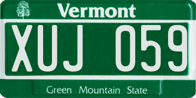 VT license plate XUJ059