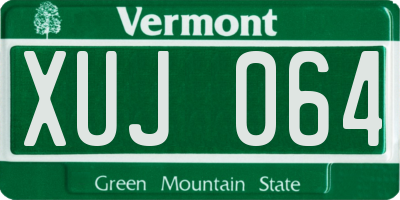 VT license plate XUJ064