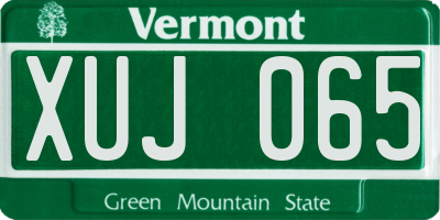 VT license plate XUJ065