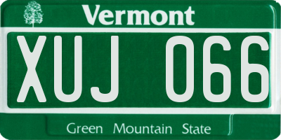VT license plate XUJ066