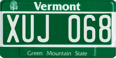 VT license plate XUJ068