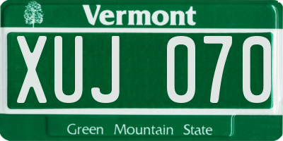 VT license plate XUJ070