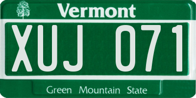 VT license plate XUJ071