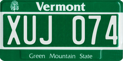 VT license plate XUJ074