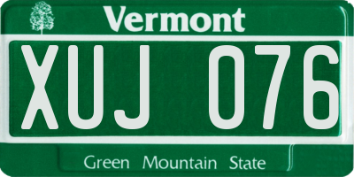 VT license plate XUJ076