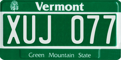 VT license plate XUJ077