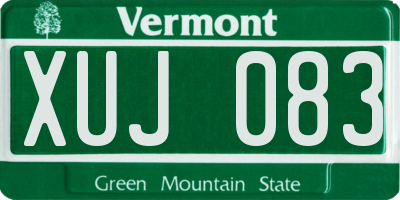 VT license plate XUJ083