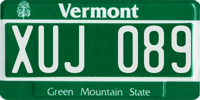 VT license plate XUJ089