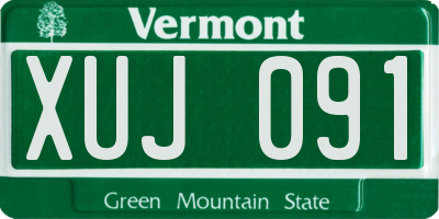 VT license plate XUJ091