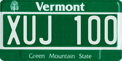 VT license plate XUJ100
