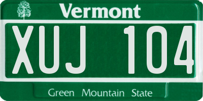VT license plate XUJ104