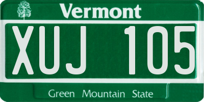 VT license plate XUJ105